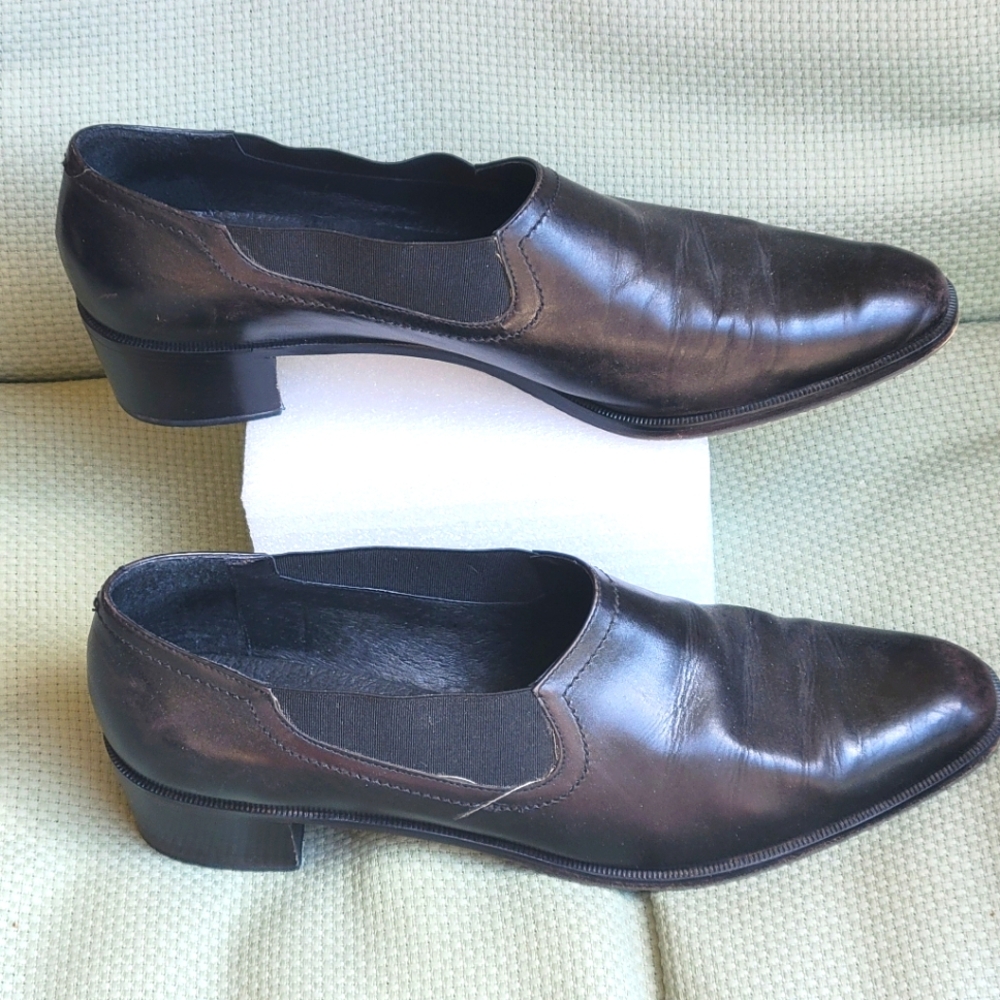 Vtg Amalfi Pillow Cara Black Leather Shoes - SIZE 9 AA - 90s Y2K